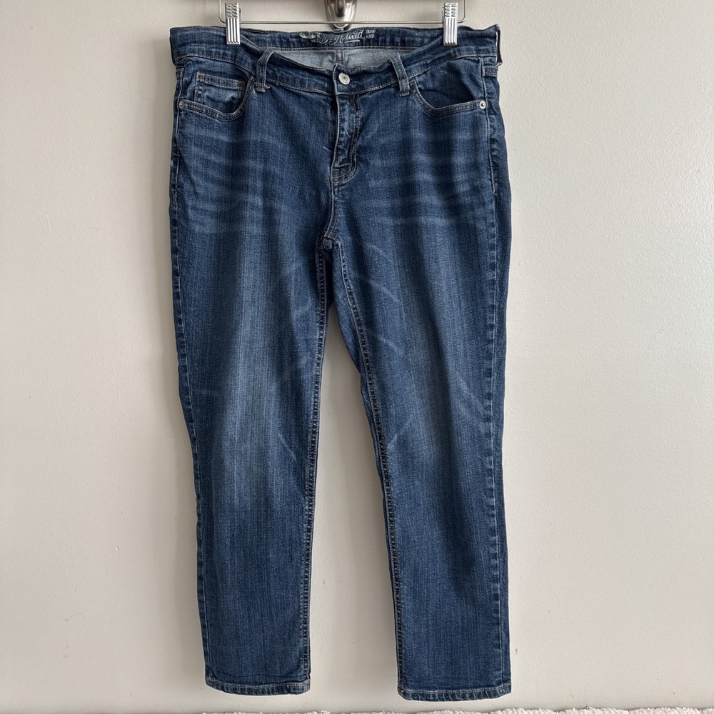 Boyfriend Jeans Womens Skinny Ajuste Blue Jeans Size 10 R Cropped Mid Rise Basic